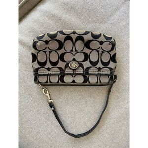 Coach Signature Print Wristlet Beige & Black Women's Casual Accessory